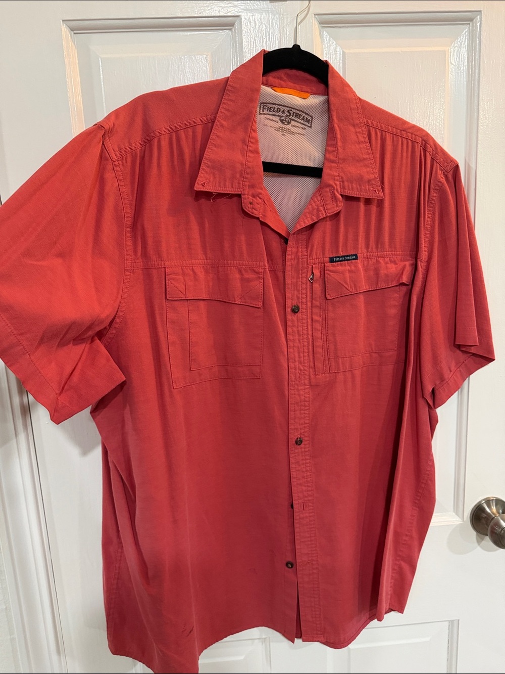 Field & Stream Coral Red Short Sleeve Button-Down Shirt